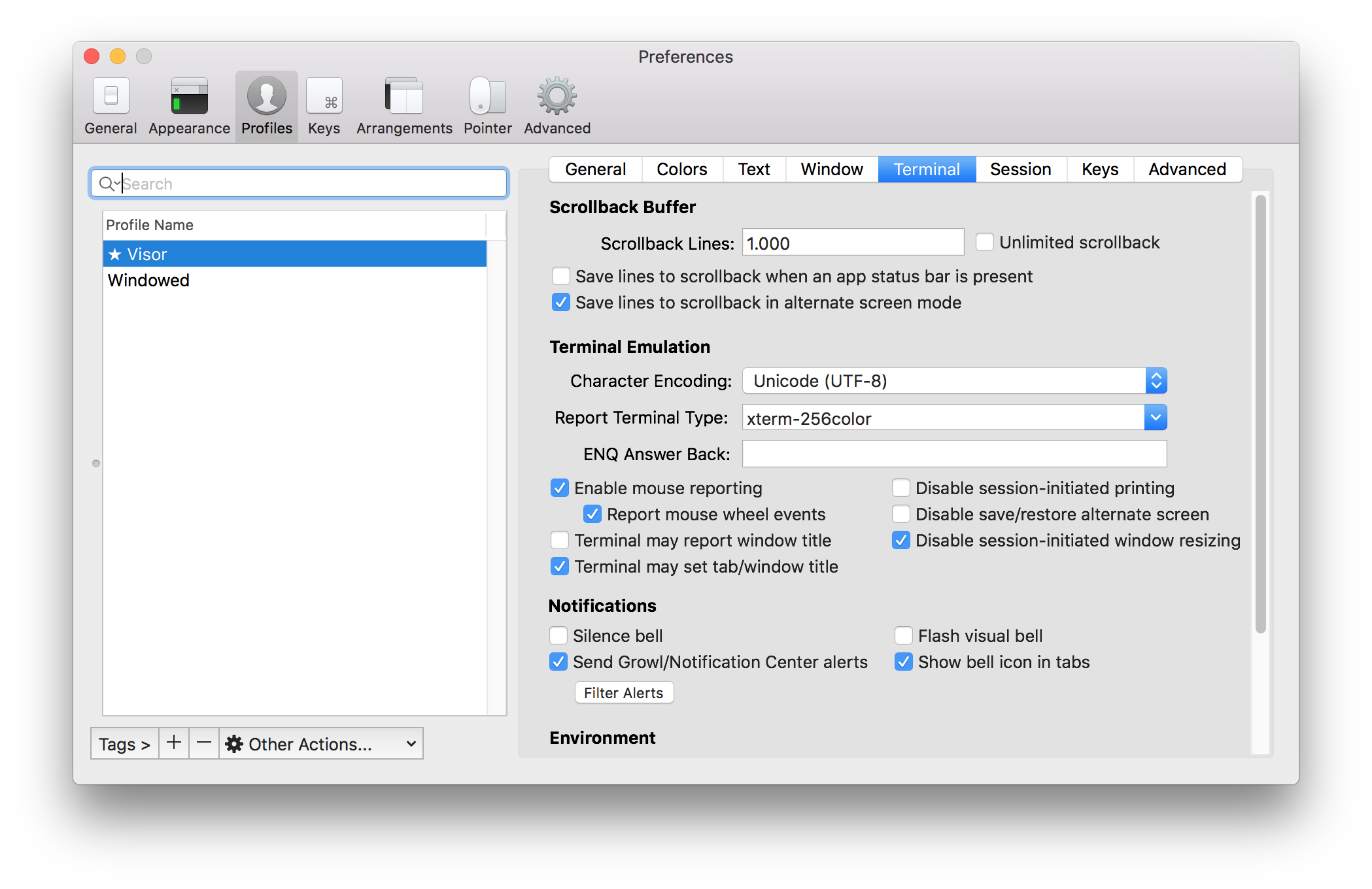 Configuring iTerm